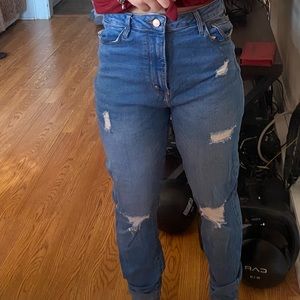 Forever 21 Dark Blue Semi Ripped Jeans